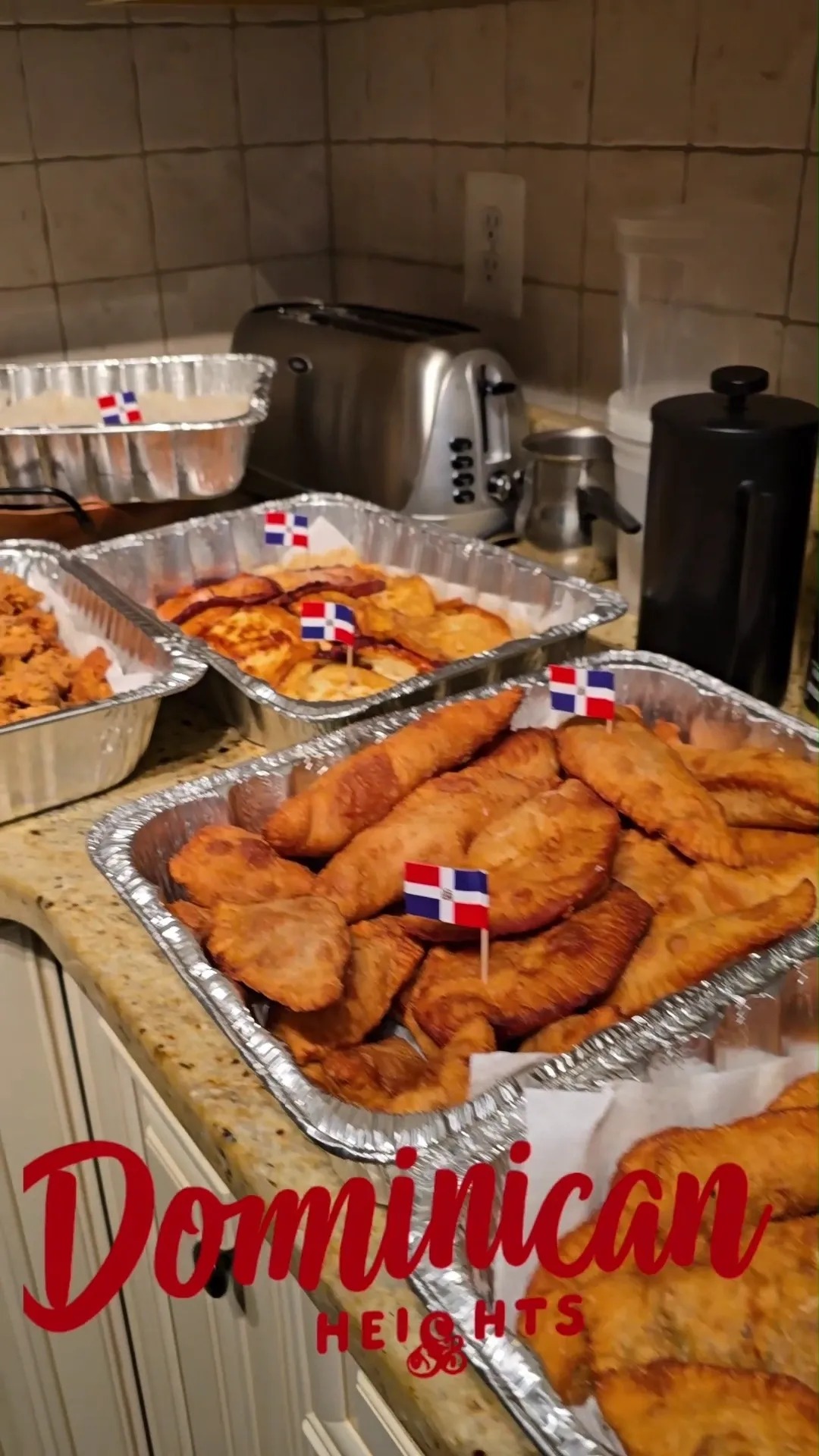 Dominican Heights event trays of empanadas and Dominican classics